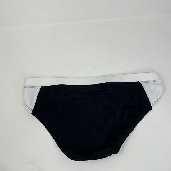 LANDS END Womens Mid-Waist Black White Colorblock Bikini Bottom Swim Suit NEW 12 - Picture 3 of 9